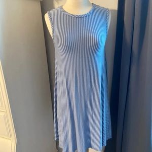 Pinc Blue & white stripe sleeveless midi dress